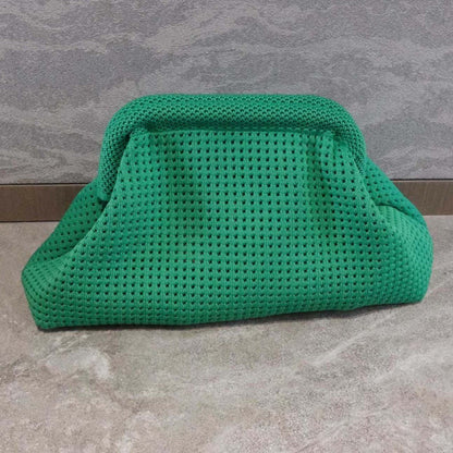 Summer Beach Clutch Bag Solid Color Small Crochet Handbag Knitting Dumpling Clutch for Women Casual Hollow Out Pouch