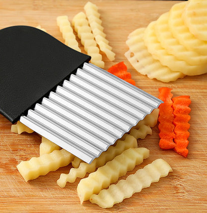 Cortador Ondulado de Batata Frita em Aço Inoxidável Fatiador de Batata Ferramentas Gadget de Cozinha para Fazer Batata Frita em Aço Inoxidável
