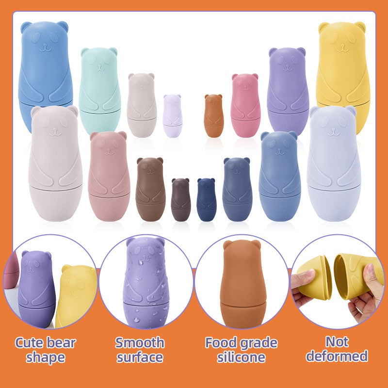 Brinquedo de empilhamento de silicone Matryoshka bonecas russas para bebês brinquedos de boneca dentro de boneca de empilhamento de silicone para interação