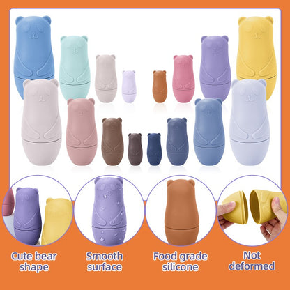 Brinquedo de empilhamento de silicone Matryoshka bonecas russas para bebês brinquedos de boneca dentro de boneca de empilhamento de silicone para interação