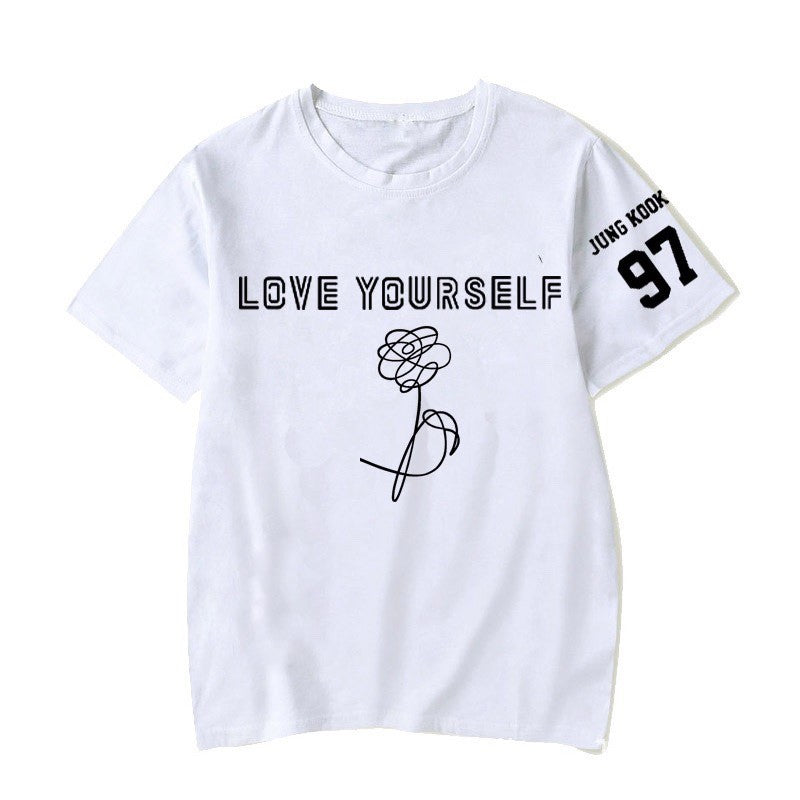 2025 Summer BTS LOVE YOURSELF Tear T-shirt Short-sleeved Casual Fan Top for Both Men and Women