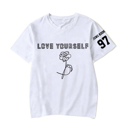 2025 Summer BTS LOVE YOURSELF Tear T-shirt Short-sleeved Casual Fan Top for Both Men and Women