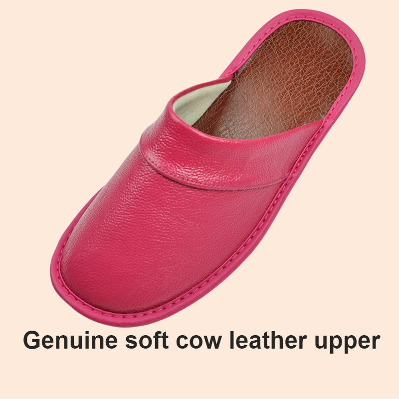 Big sizeGenuine Cow Leather Slippers Homes in indoor slipper Spring Autumn men women elderly non-slip casual single Slides shoes