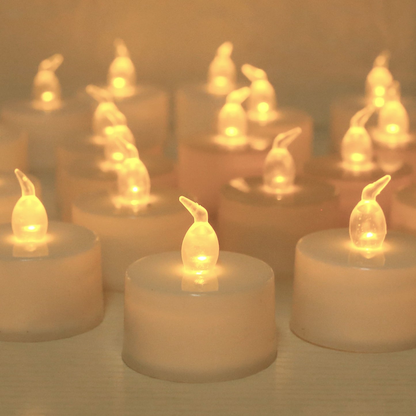 24/48Pcs Flameless LED Candle Lights Battery Powered Creative Wishing Tea Lamp Warm White Halloween Wedding Christmas Decoration
