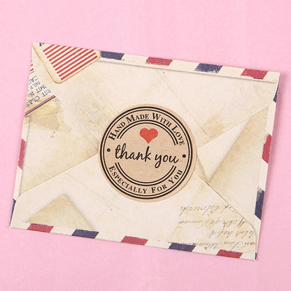 100-500pcs Vintage Kraft Paper Stickers Scrapbook Gift Stationery Label Stickers Handmade With Love Thank You For The Stickers