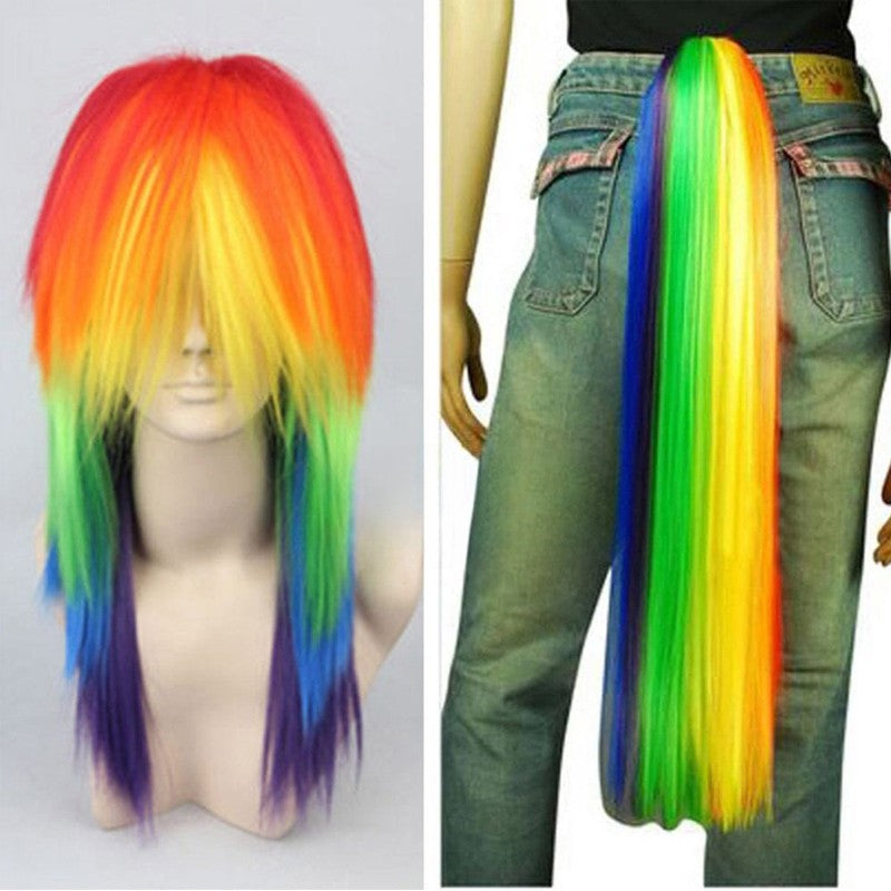Anime My Little Rainbow Dash Multi Color Pony Synthetic Hair Cosplay Costume Wigs Heat Resistance Fiber Wigs