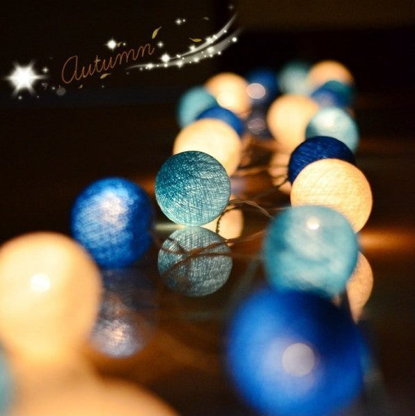 LED Cotton Balls String Lights Lantern Battery Powered Wedding Home Party Ornament Lighting Stings Christmas Decoration