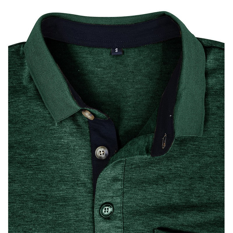 Spring Trend Men's Long Sleeve Casual Tshirt Solid Lapel Button Up Pullover Tops Autumn Turn Down Collar Bottoming Polo Shirt