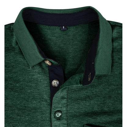 Spring Trend Men's Long Sleeve Casual Tshirt Solid Lapel Button Up Pullover Tops Autumn Turn Down Collar Bottoming Polo Shirt