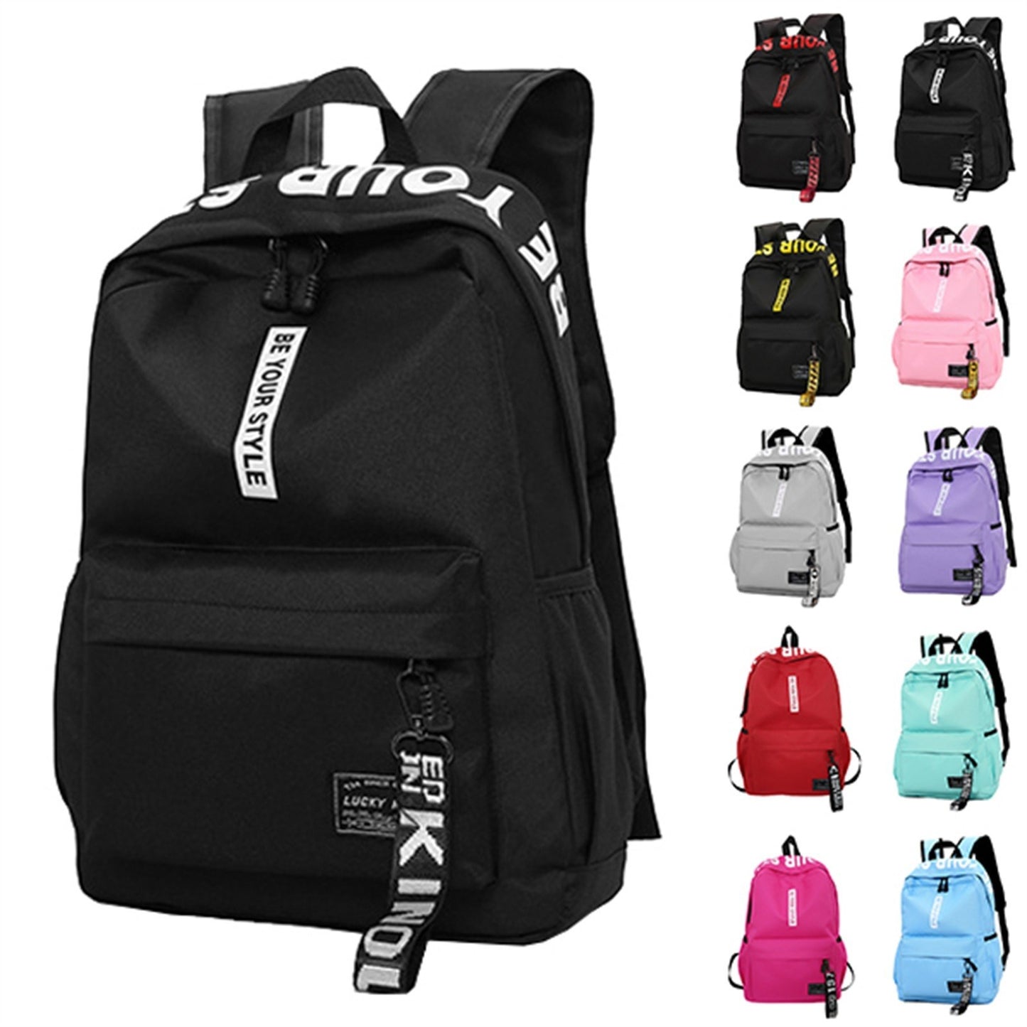 Fashionable Lightweight Student Backpack Customizable Logo Casual Dual-shoulder Bag Arc Shoulder Strap Polyester Lining Oxford