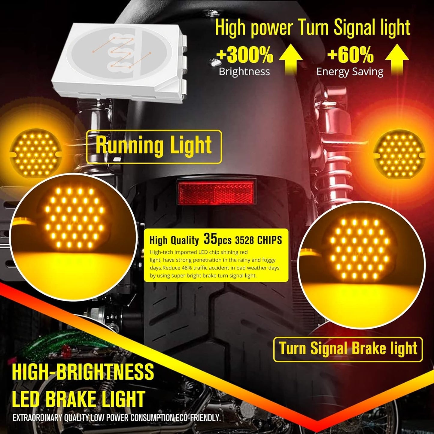 Nova Lâmpada LED de Seta Dianteira para Motocicleta 1157, 1156 Branco/Amarelo/Vermelho, Adequada para Harley Davidson 3 1/4 polegadas, 2 Peças DC12-24V