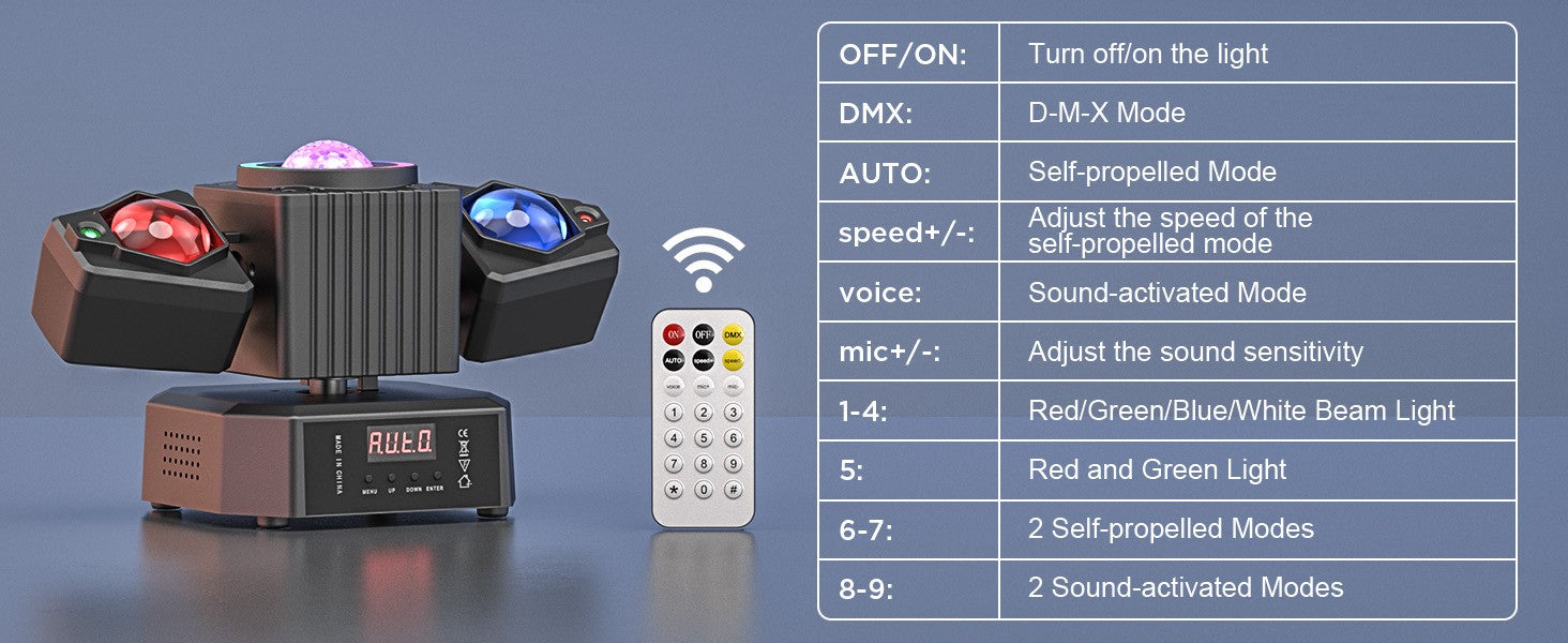 Datewink 65W Two-armed Moving Head Lights RGBW LED Stage Lighting Effect Projector DMX Remote Control For DJ Disco Wedding Party