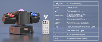 Datewink 65W Two-armed Moving Head Lights RGBW LED Stage Lighting Effect Projector DMX Remote Control For DJ Disco Wedding Party