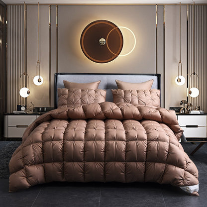 Edredom de Pluma de Ganso Branco Quente Inverno Grosso 3D Pão Edredom Plissado Cobertor Preenchimento para Colcha de Cama de Solteiro Casal