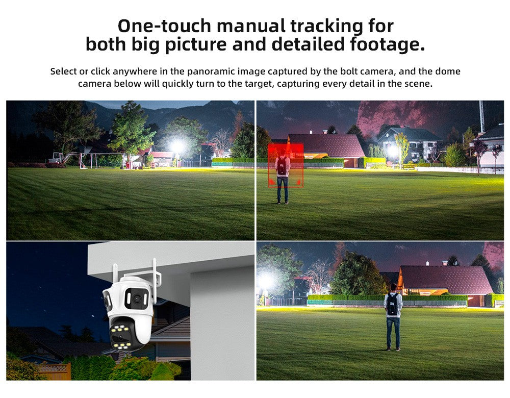 KERUI Icsee Outdoor PTZ 6K WIFI IP Camera Home Security Triple Lens Camera CCTV Video Surveillance With Triple Screens