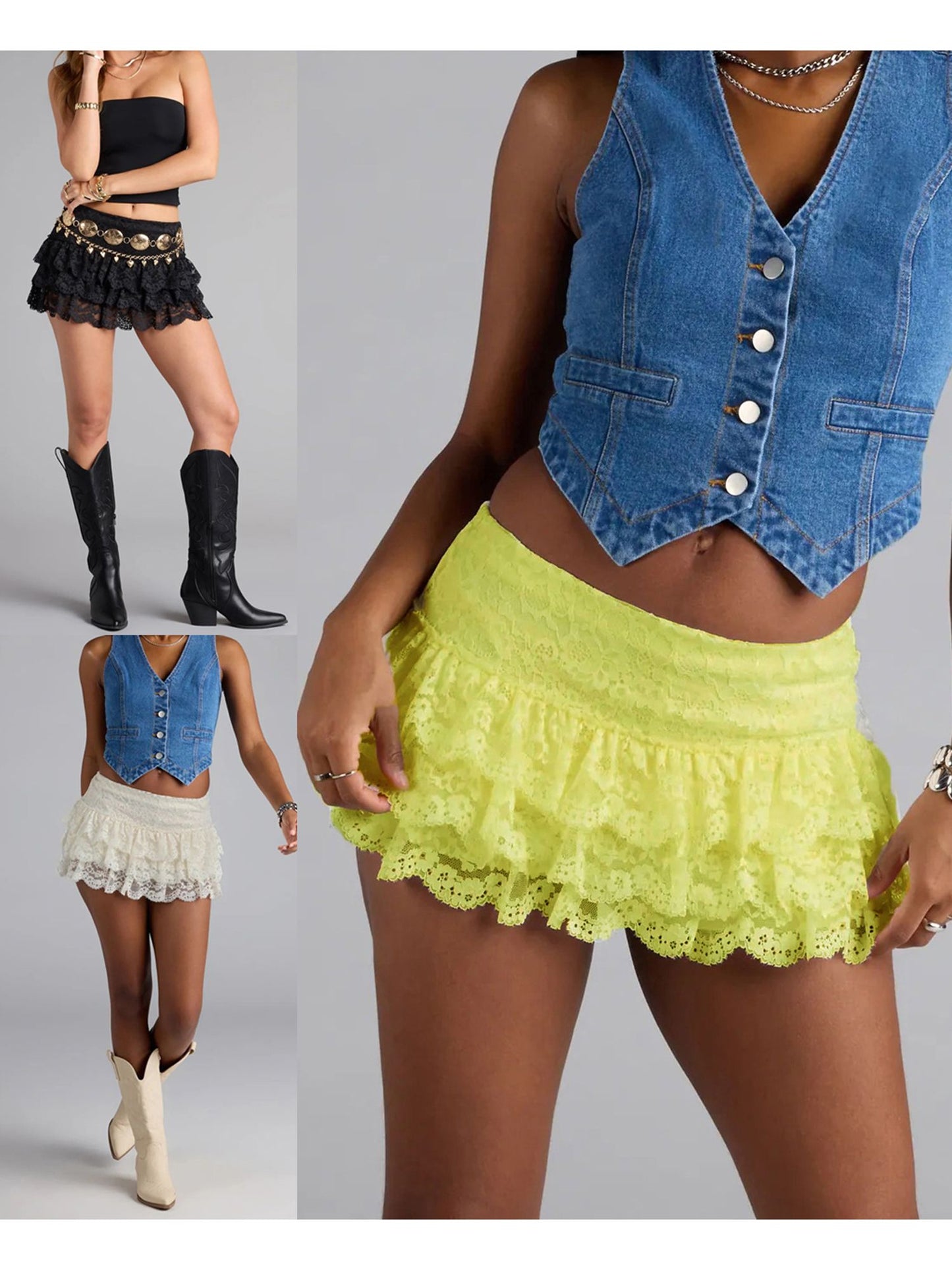 Women s Summer Mini Skirt with Flirty Ruffles and Lace Detailing Perfect for Beach Getaways and Nights Out at the Club