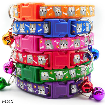 100Pcs Dog Collar With Bells Adjustable customize Necklace Puppy Kitten Collar Accessories Pet Shop Products Rabbit Neck Strap