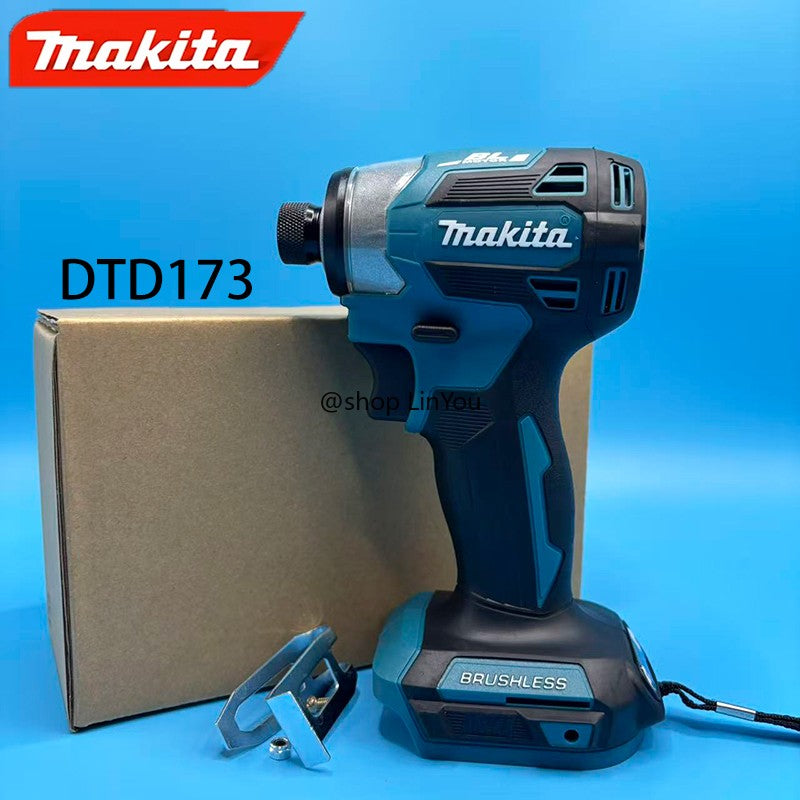 Parafusadeira de Impacto a Bateria Makita 18V LXT DTD173 Motor BL sem Escovas Parafusadeira Furadeira Elétrica Modo Madeira/Parafuso T1/T2 Luz LED Dupla 180 N·m