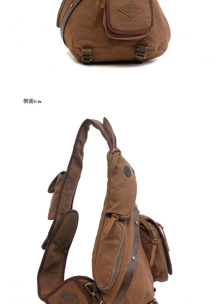 AUGUR Hot Sale Men Chest Back Pack Bag vintage Satchel Single Shoulder Bag Canvas Man Rucksack Knapack Bolsas Male