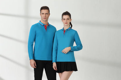 Cotton long sleeved T-shirt shirt polo shirt can print embroidered logo Spring and Autumn men's and women's work clothes