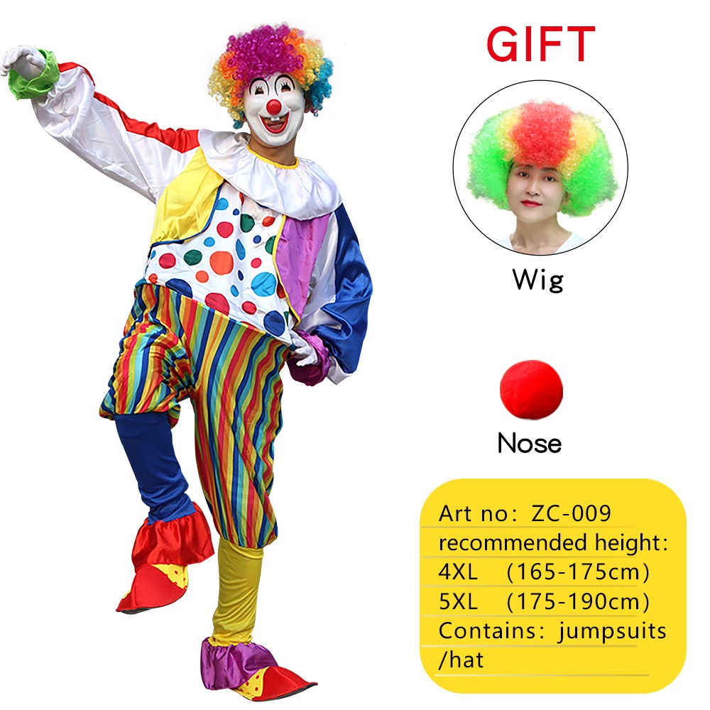 Adult Jumpsuit Circus Clown Cosplay Costume Stage Performance Suit Theme Party Joke Jumpsuits Just Clothing No Wig/shoes