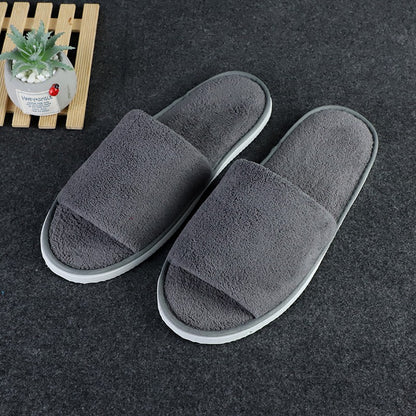 5 Pairs/Lot Winter Cotton Slippers Men Women Disposable Hotel Slippers Home Plush Slides Travel SPA Hospitality Guest Footwear