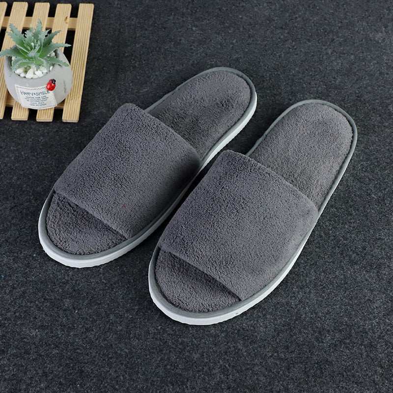 5 Pairs/Lot Winter Cotton Slippers Men Women Disposable Hotel Slippers Home Plush Slides Travel SPA Hospitality Guest Footwear