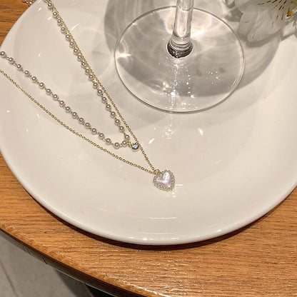 Colares com Pingente em Forma de Coração e Asas de Anjo Cor Prata Zircônia Cúbica 5A Estilo Minimalista Corrente na Clavícula Joias Femininas e para Meninas