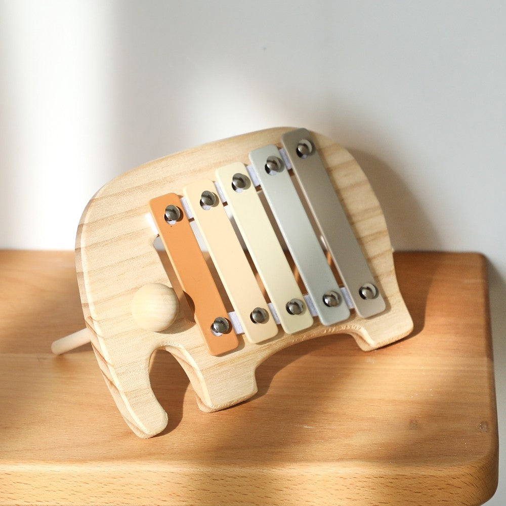 1pc Baby Wooden Rattle Wooden Elephant Xylophone Baby 0 3 Years Toys Make Sound Toys Music Rattle Wooden Kids Instruments Toys