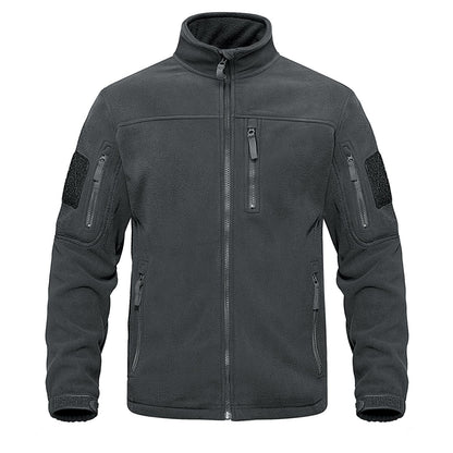 TACVASEN Full Zip Up Green Fleece Jacket Thermal Warm Work Coats Mens Zipper Pockets Jacket Hiking Training Outwear Windbreaker