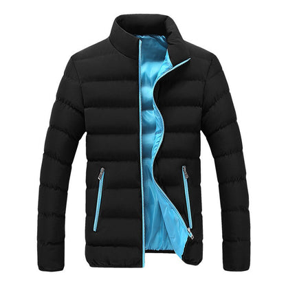 2024 Black New Men's Warm Jacket Cotton Padded Jacket Casual Sports Autumn Winter Men Standing Collar Warm Thick Parker Coat Jac