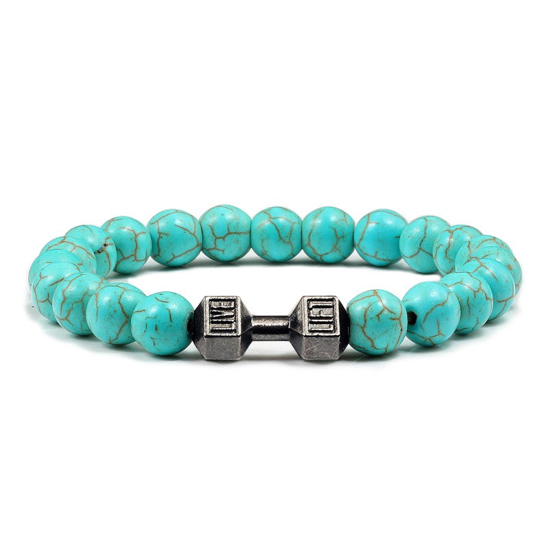 Pulseira Feminina/Masculina Ajustável Desgastada Preta, com Contas, Haltere, Joias de Yoga, Braceletes Originais