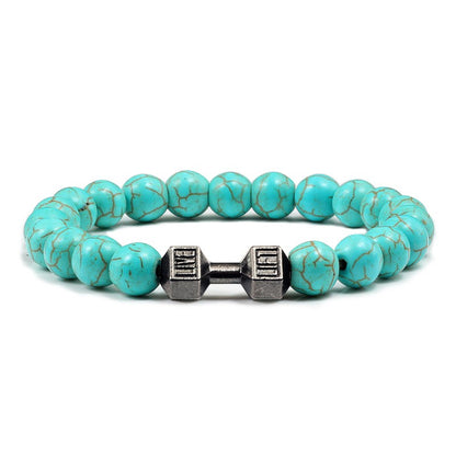 Pulseira Feminina/Masculina Ajustável Desgastada Preta, com Contas, Haltere, Joias de Yoga, Braceletes Originais