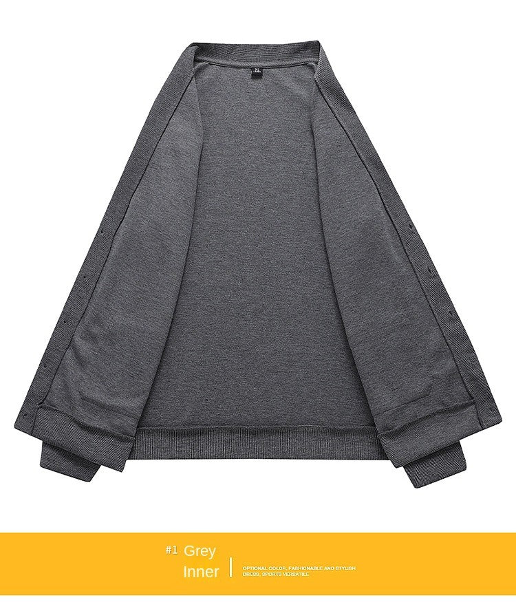 2024 Spring and Autumn New V-neck Cardigan Jacket for Men's Loose Knitted Casual Outdoor Versatile Jacket