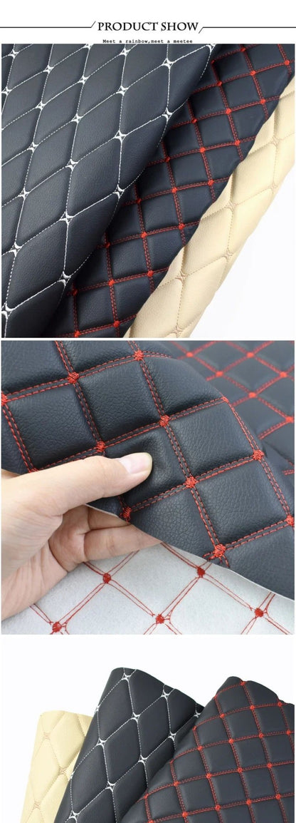45/90x160cm Special Offer Embroidered Plaid Fabric Sponge Interlayer Leather Fabrics for Car Interior Seat Cushion Decoration
