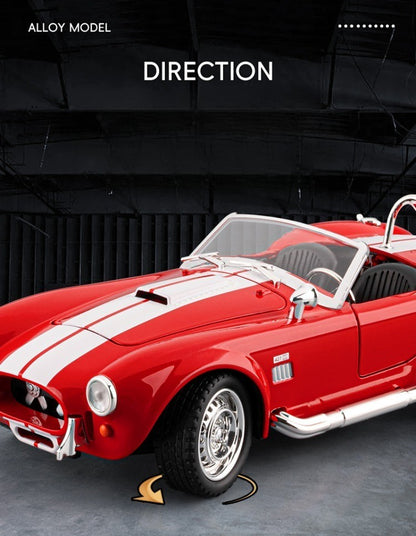 Simulação 1:22 Clássico Shelby AC Cobra Carro de Liga Leve com Luzes e Sons Colecionável Miniatura de Metal Diecast Voiture