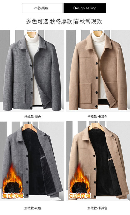Autumn Winter Woolen Jacket for Men High-quality Casual Business Short Trends Coat Thickened and Warm Social Overcoat 2023