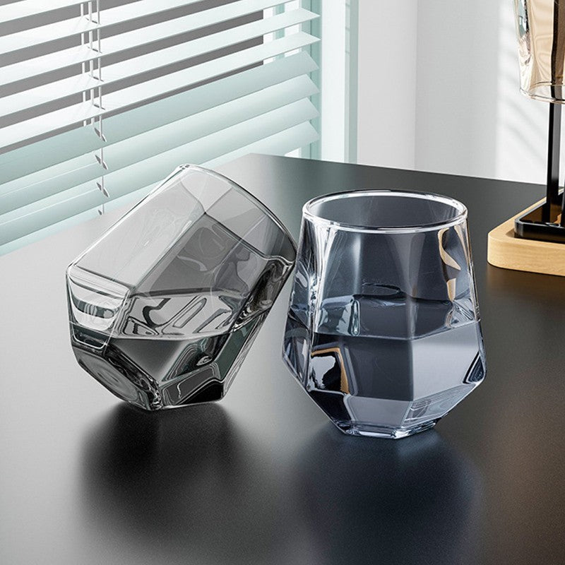 Taças de Vinho Multicores 320ml Taça de Vidro em Formato de Diamante Hexagonal Taça de Uísque para Festa Taça de Vinho Personalizada Taça de Hóquei no Gelo