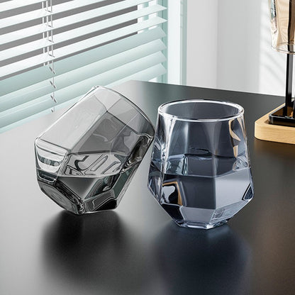 Taças de Vinho Multicores 320ml Taça de Vidro em Formato de Diamante Hexagonal Taça de Uísque para Festa Taça de Vinho Personalizada Taça de Hóquei no Gelo
