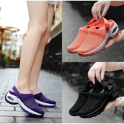 Women Walking Shoes Air Cushion Slip-On Orthopedic Diabetic Ladies Platform Mules Mesh Lightweight Slipper Wedge Female Sneaker