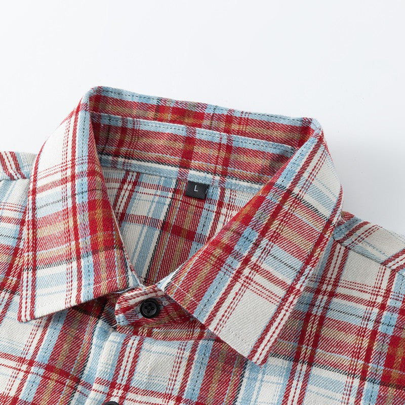 Men Shirt Plaid Flannel Long Sleeve Oversized Loose Cotton Casual Male Youth Comfortable Soft Fall Streetwear Formal Dress Shirt