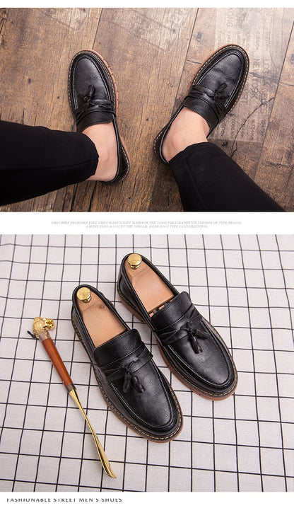 Classic Men's Dress Shoes High Quality Casual Business Leather Shoes For Men Loafers Formal Office Leather Tassel Social Shoes