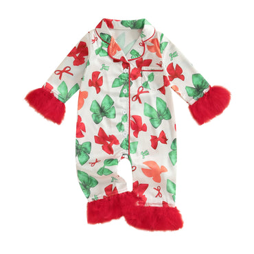 Citgeett Autumn Infant Baby Girls Jumpsuit Long Sleeve Bow Print Button Patchwork Casual Romper Fall Clothes