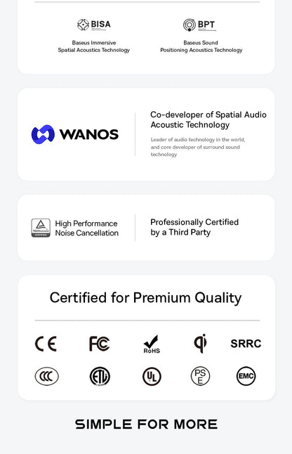 Baseus EP10 Pro ANC Earbuds Wireless Bluetooth 6.0 Earphones 50dB Realtime Adaptive Headphones 6 Mic Hi-Res LDAC IP55  Ear buds