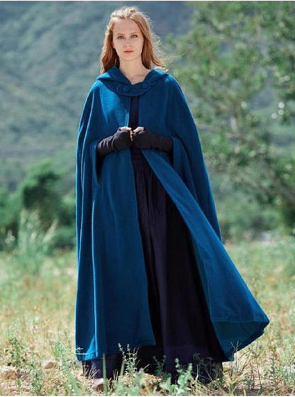 Caped Woolen Overcoat 2025 Europe Five Colors Hooded Shawl Lengthened Cloak Overcoat Woolen Overcoat Woman Windbreaker
