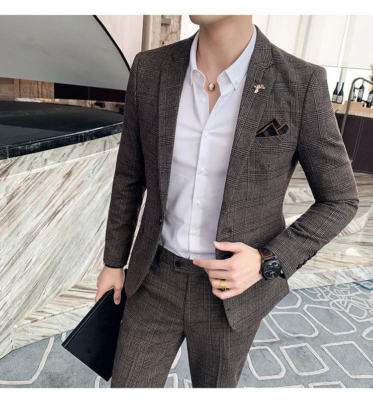 Blazer Plus Size 7XL Men's Blazer Fashion Business Italian Style Linen Leisure Wedding for Office Workers Assembling A Blazer