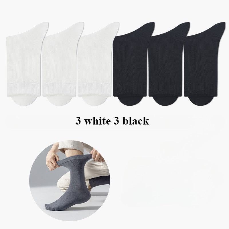 6 Pairs EUR44-50 Plus Size Men Socks High Quality Cotton Socks Breathable Mid Tube Sports Business Socks Black White