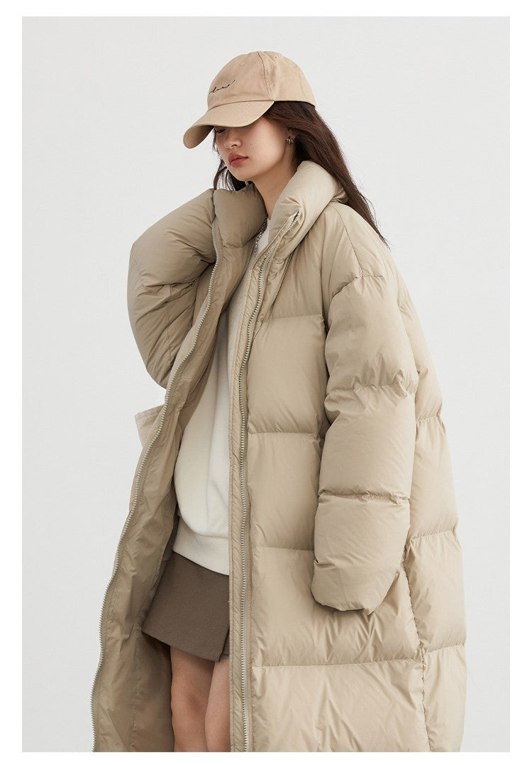 CHIC VEN Women Down Coats Loose Thick Stand-up Collar New Long Thick Down Jacket 80 White Duck Down Female Outerwear Winter 2024