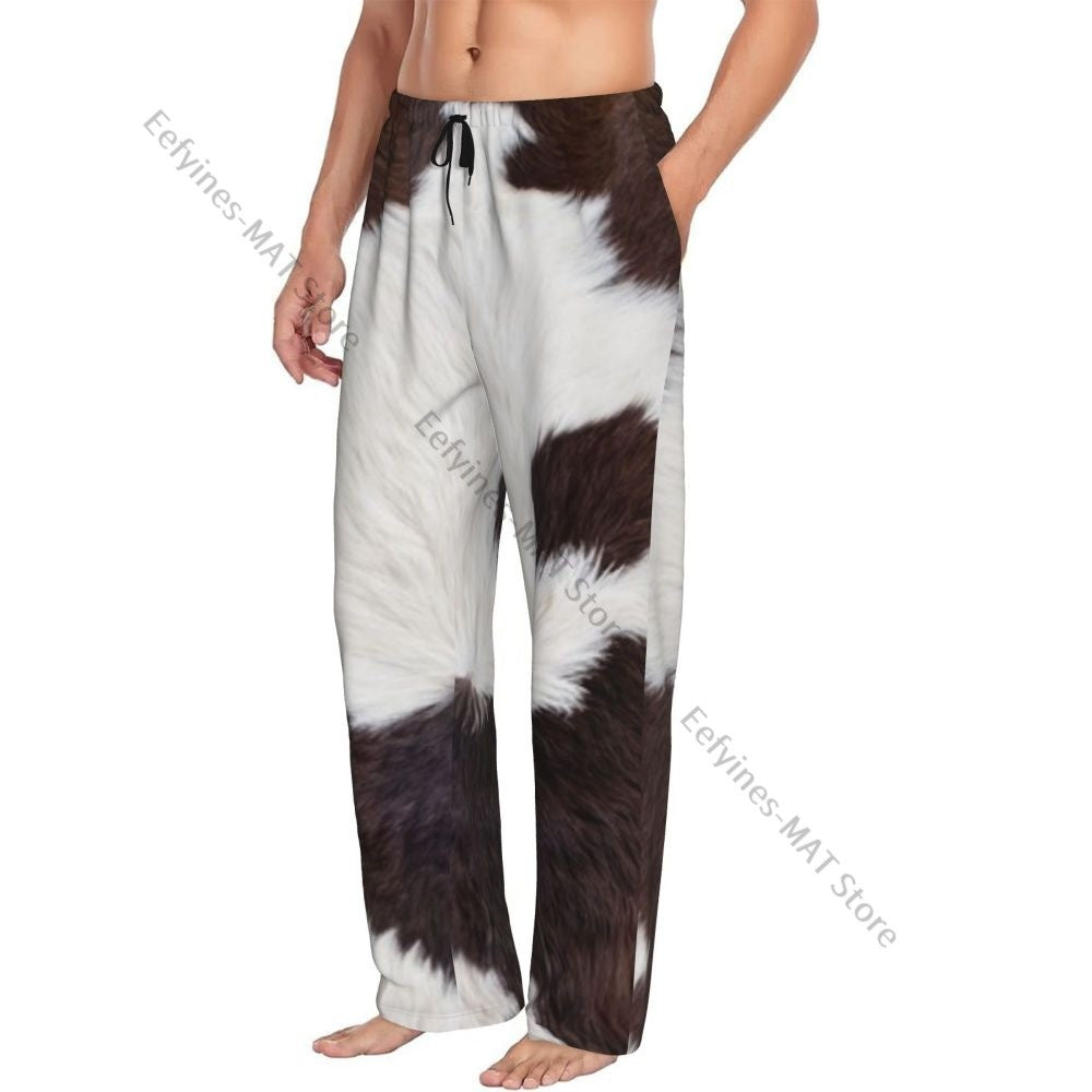 Cow Skin Texture Mens Pajamas Pyjamas Pants Lounge Pants Sleep Bottoms