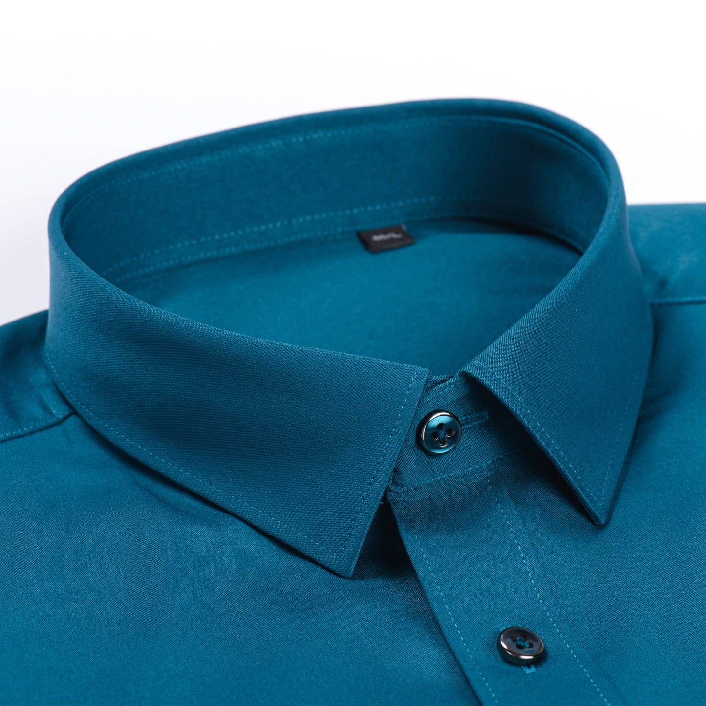 Men's Sleek Stretch Long Sleeve Button Up Shirts with Chest Pocket, Solid Color Formal Business Wrinkle Free Menswear Clothing